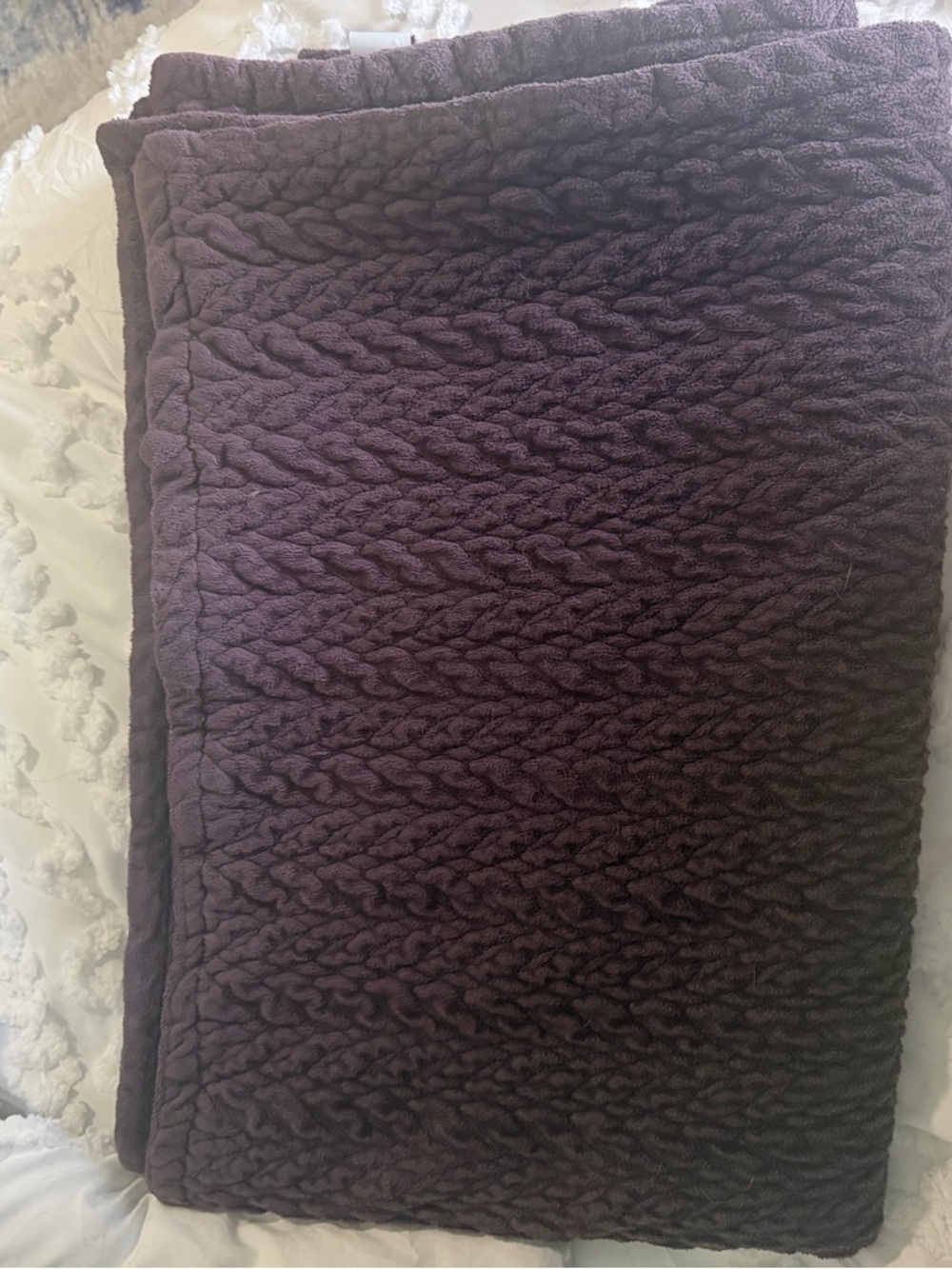 Dark Purple Plush Textured Throw Blanket